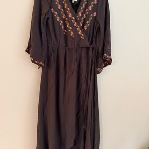 JODIFL Dark Dress with Pink Floral Accents